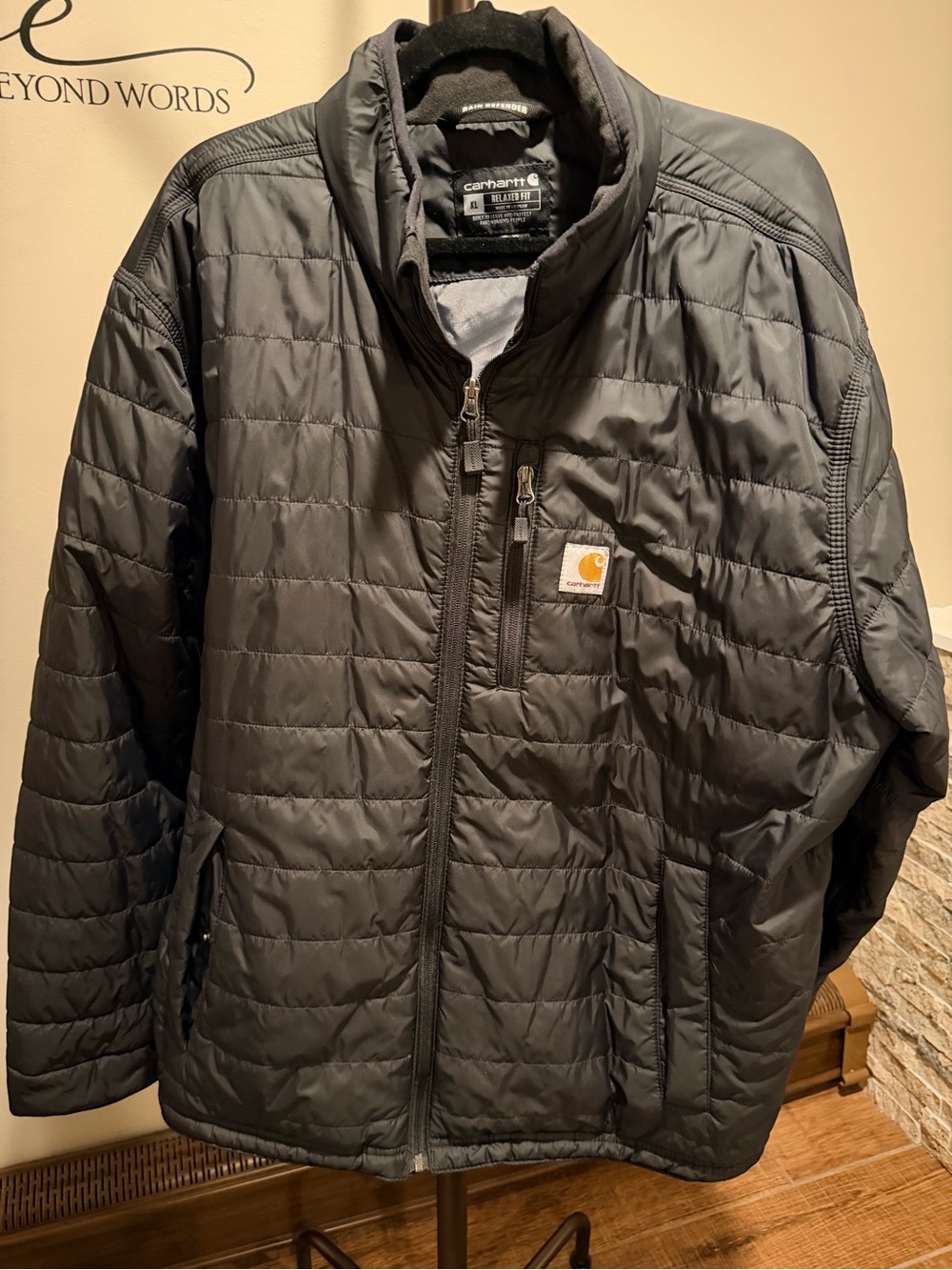 Carhartt Men's Black Quilted Rain Defender Puffer Jacket